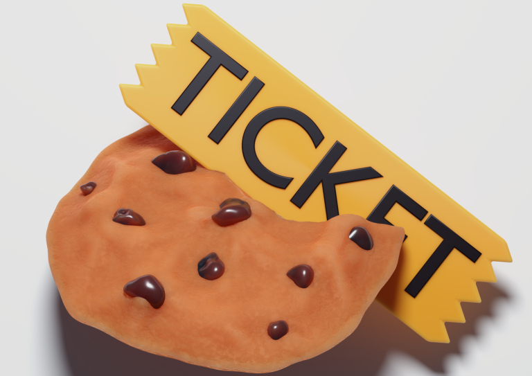 A symbolic picture of a cookie with a ticket inside.